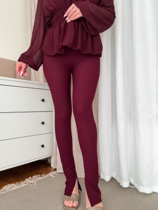 Elastyczne modelujące legginsy z rozporkiem Luciano bordowe