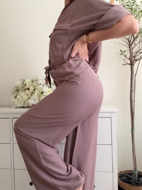 Komplet z wiskozy Fresco mauve/zgaszony róż