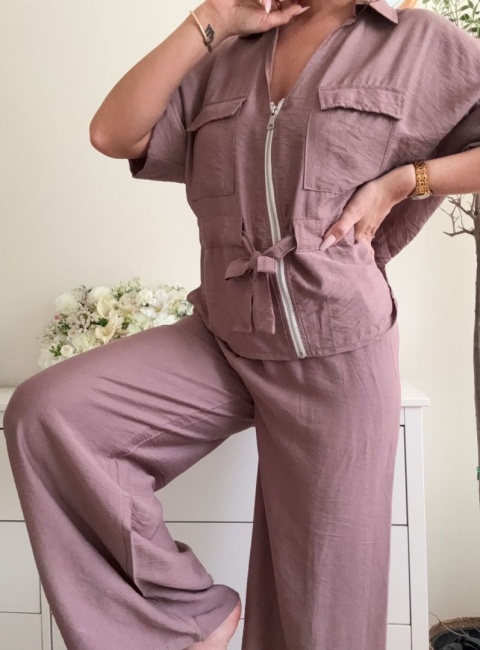 Komplet z wiskozy Fresco mauve/zgaszony róż