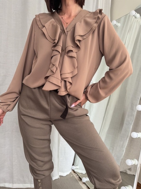 Koszula Ruffle Elegant kawowa