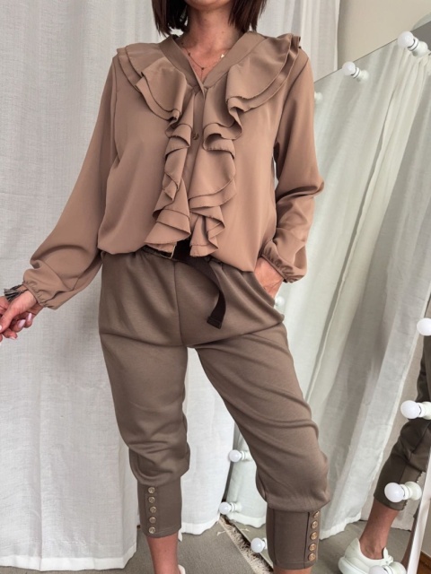 Koszula Ruffle Elegant kawowa