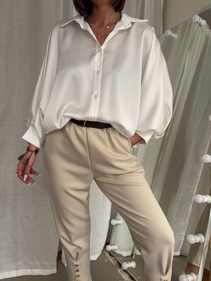Satynowa koszula Batwing Satin biała