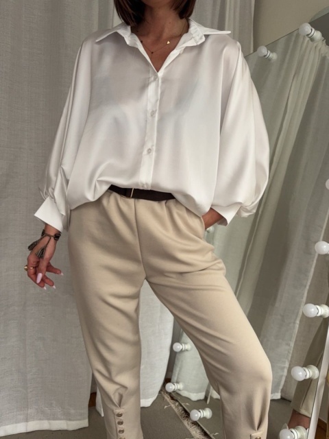 Satynowa koszula Batwing Satin biała