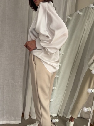 Satynowa koszula Batwing Satin biała