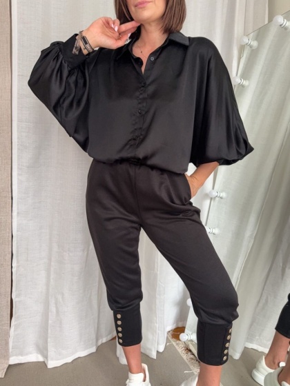Satynowa koszula Batwing Satin czarna