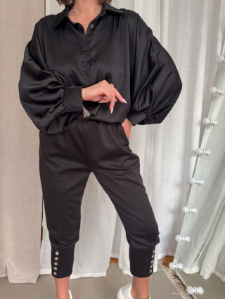 Satynowa koszula Batwing Satin czarna