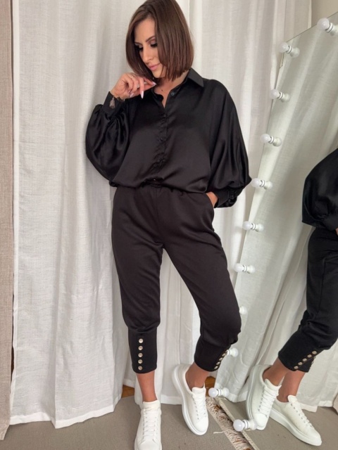 Satynowa koszula Batwing Satin czarna