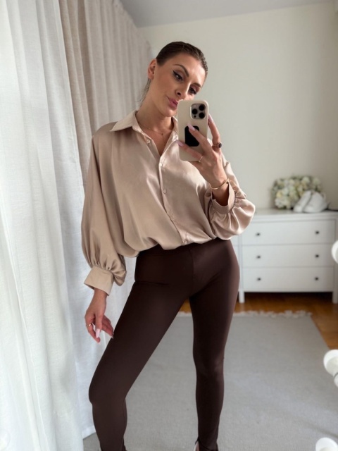 Satynowa koszula Batwing Satin złoty beż