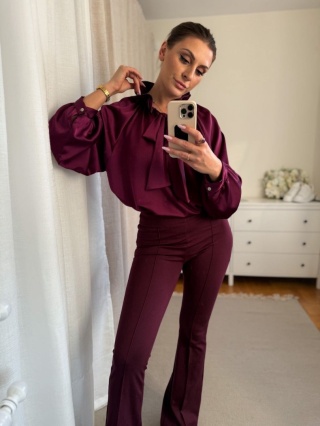 Satynowa koszula Nabu Silk bordowa