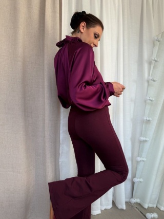 Satynowa koszula Nabu Silk bordowa