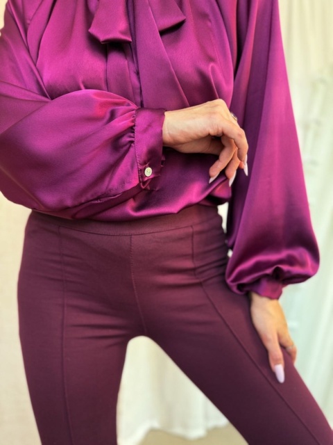 Satynowa koszula Nabu Silk bordowa