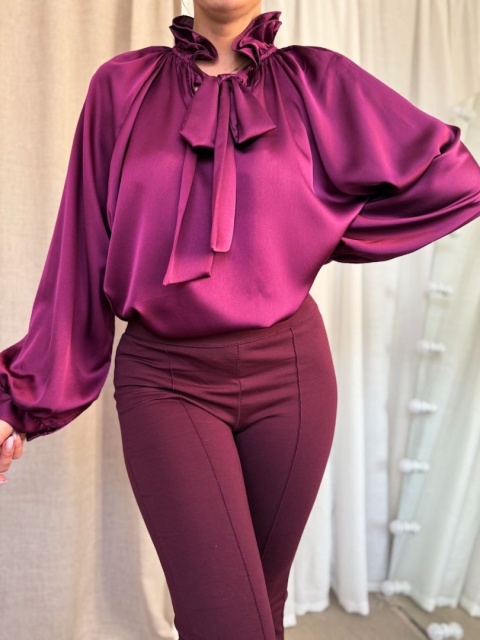 Satynowa koszula Nabu Silk bordowa