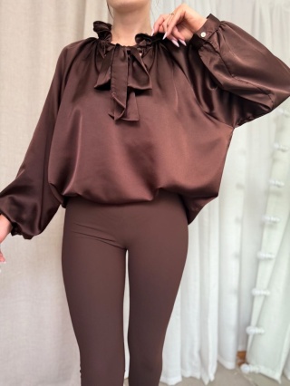 Satynowa koszula Nabu Silk czekoladowa