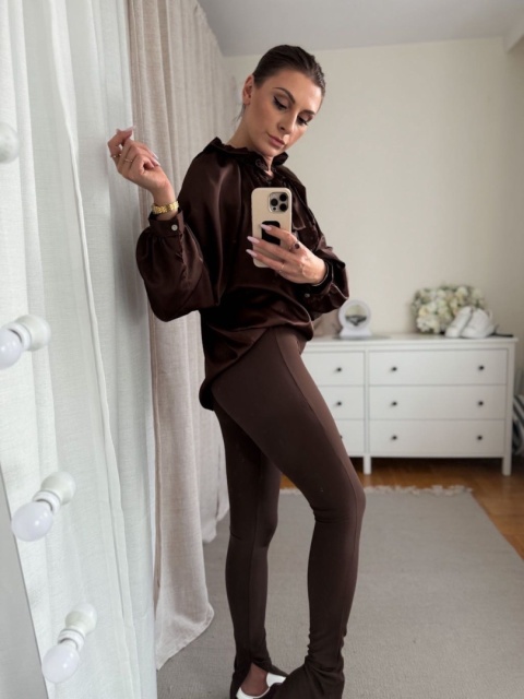 Satynowa koszula Nabu Silk czekoladowa