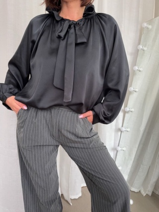 Satynowa koszula Nabu Silk grafitowa