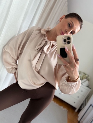 Satynowa koszula Nabu Silk złoty beż