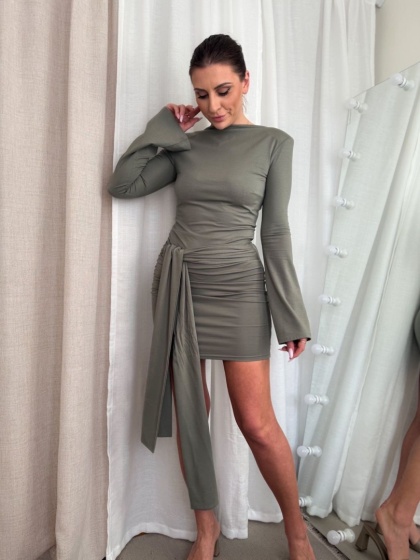 Sukienka z wiskozy Drapped Vibe jasna oliwka