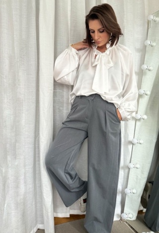 Szerokie spodnie Wide Leg Stripe grafitowe
