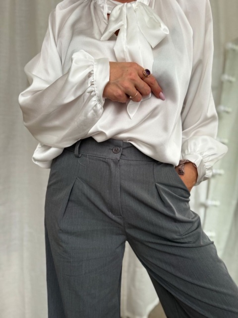 Szerokie spodnie Wide Leg Stripe grafitowe