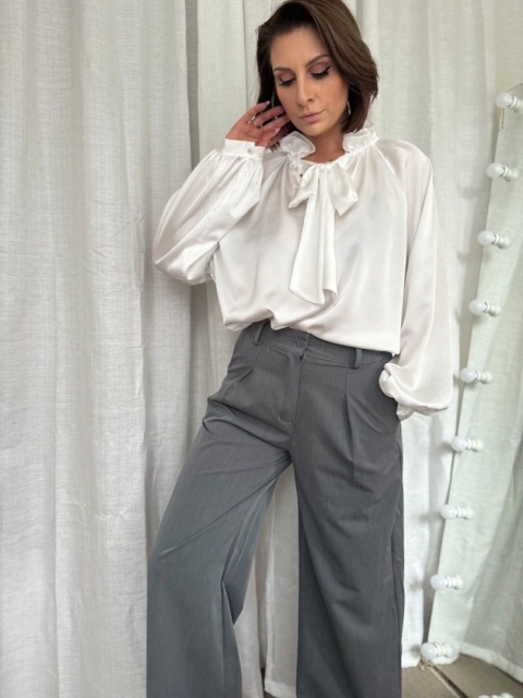 Szerokie spodnie Wide Leg Stripe grafitowe