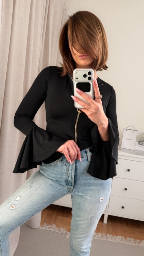 Bluzka z rozszerzanymi rękawami Aurora Zip Top