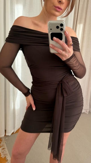 Dopasowana sukienka Midnight Veil brązowa