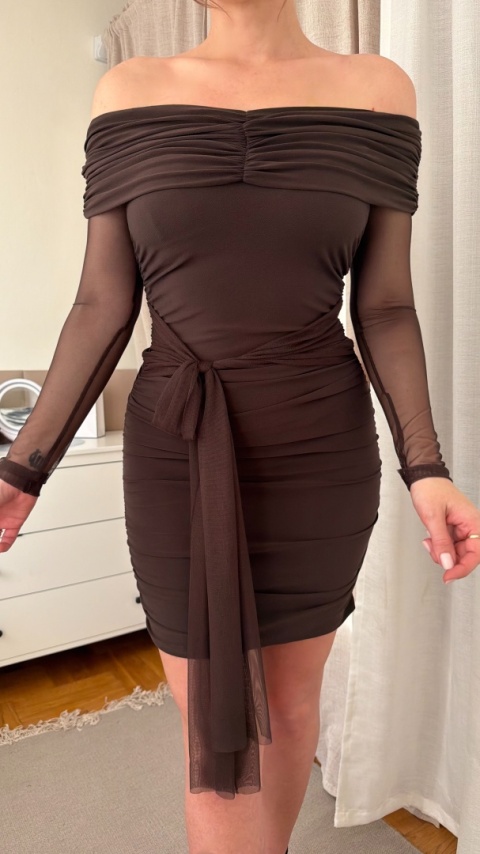 Dopasowana sukienka Midnight Veil brązowa