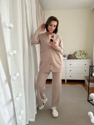 Dzianinowy komplet Molto Rigatoni beżowy