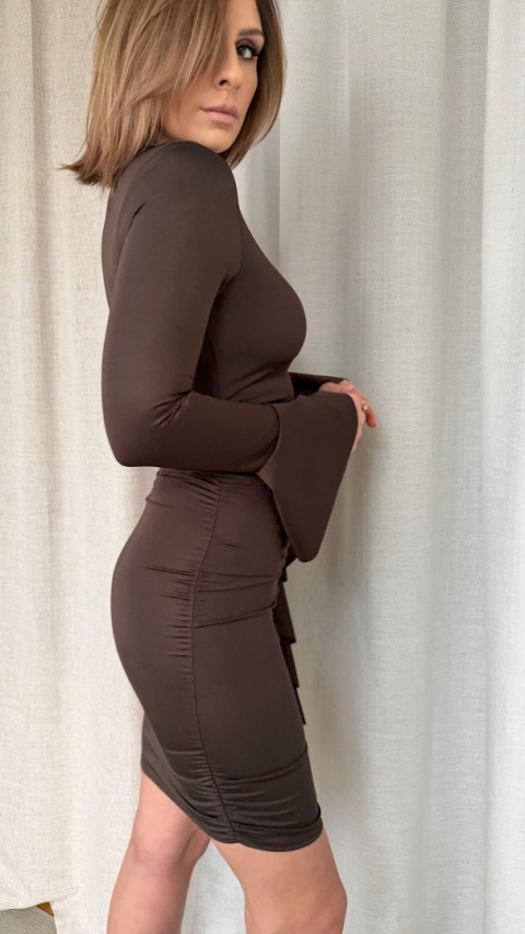 Elastyczna opinająca sukienka Celestian Siren brązowa