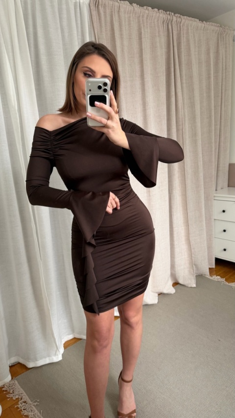 Elastyczna opinająca sukienka Celestian Siren brązowa