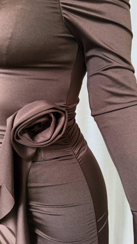 Elastyczna opinająca sukienka Celestian Siren brązowa