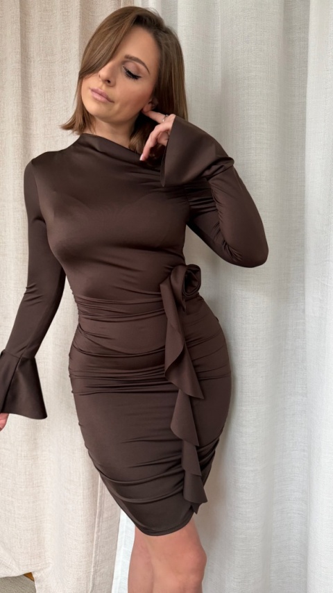 Elastyczna opinająca sukienka Celestian Siren brązowa