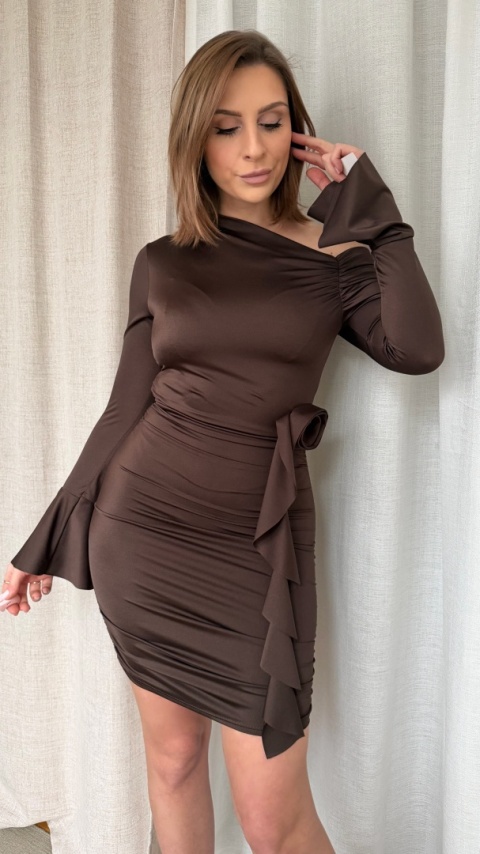 Elastyczna opinająca sukienka Celestian Siren brązowa
