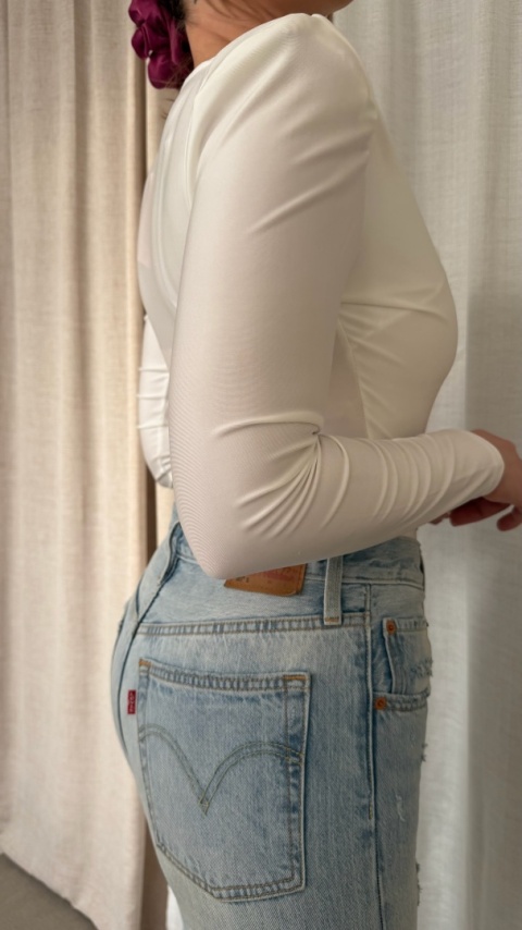 Elastyczne body Rosr Cut-Out ecru