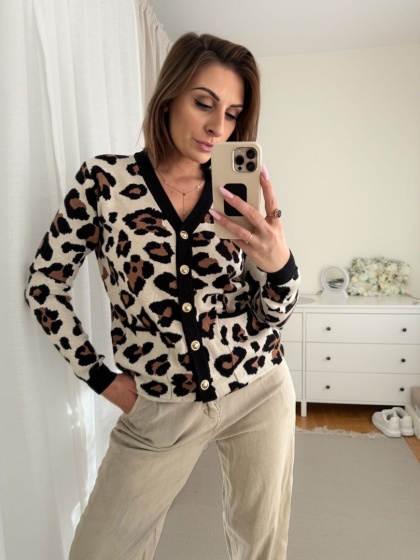 Kardigan Leopard Muse biszkoptowy