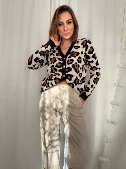 Kardigan Leopard Muse biszkoptowy