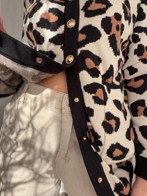 Kardigan Leopard Muse biszkoptowy