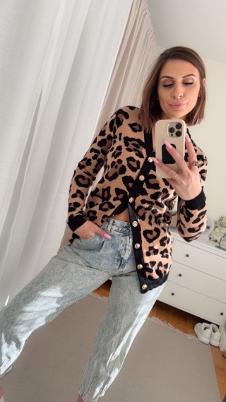 Kardigan Leopard Muse karmelowy