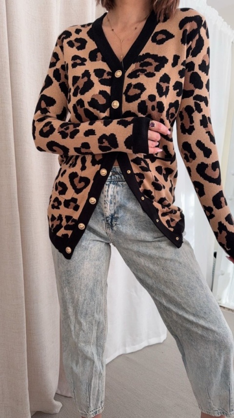 Kardigan Leopard Muse karmelowy