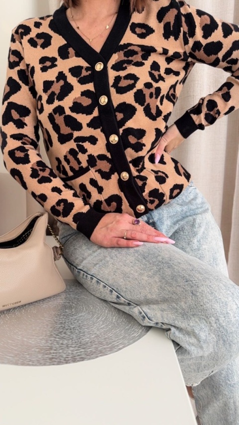 Kardigan Leopard Muse karmelowy