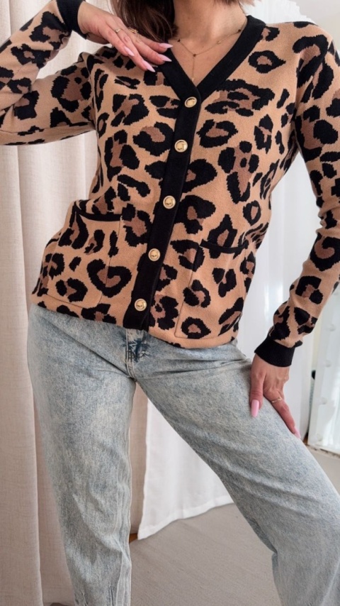Kardigan Leopard Muse karmelowy