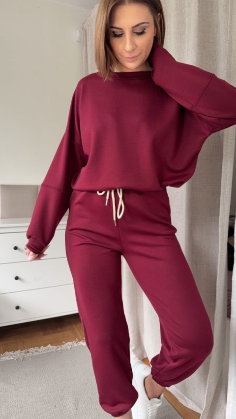 Komplet dresowy Buttery Soft Touch bordowy