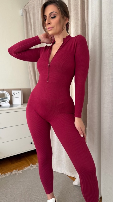 Modelujący kombinezon Sculpt Aura Jumpsuit bordo