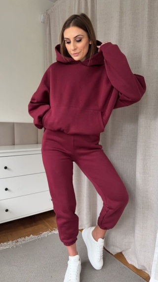 Ocieplany komplet Hoodie Dream bordowy