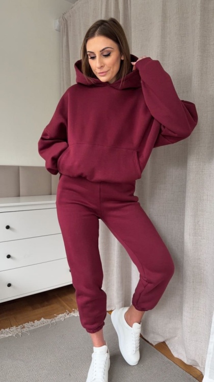 Ocieplany komplet Hoodie Dream bordowy