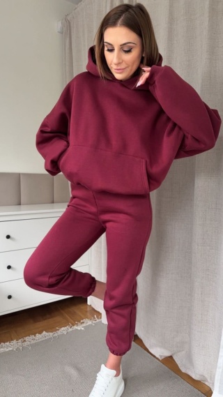 Ocieplany komplet Hoodie Dream bordowy