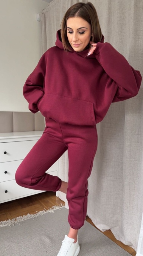 Ocieplany komplet Hoodie Dream bordowy