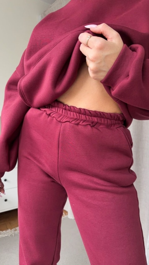 Ocieplany komplet Hoodie Dream bordowy