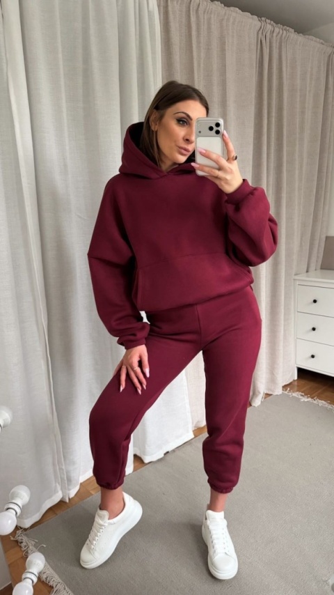 Ocieplany komplet Hoodie Dream bordowy