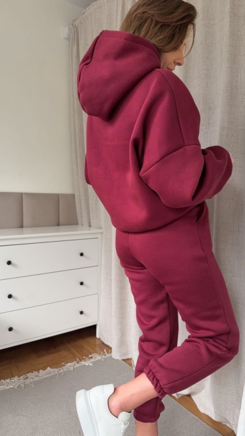 Ocieplany komplet Hoodie Dream bordowy